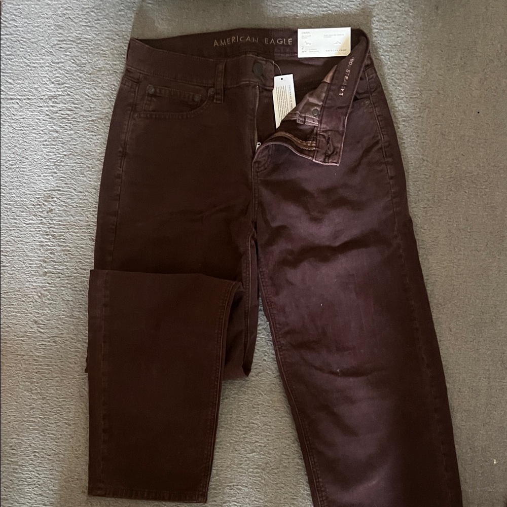 American Eagle 90’s Straight High-Rise Corduroy in Deep Brown